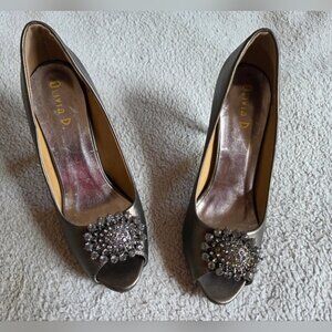 Olivia D. Open Toe Jeweled Heels 7